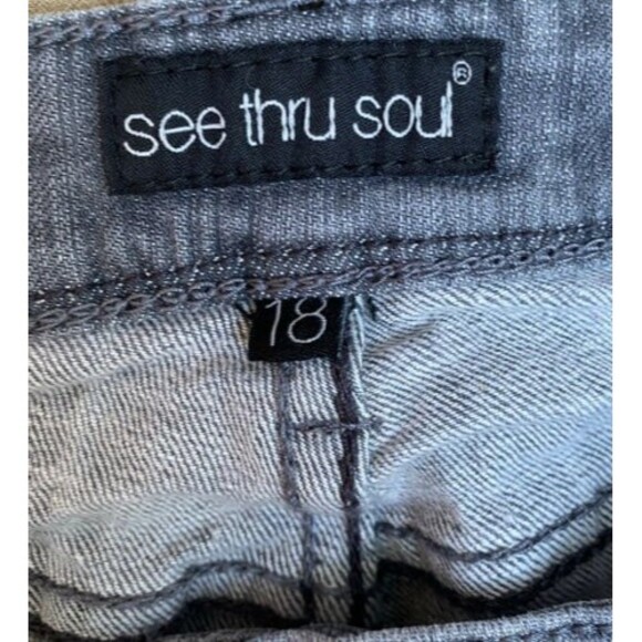 See Thru Soul “I Am Marilyn” Skinny Gray Stretch Denim Jeans Size 18 W38 L31 - Picture 9 of 11